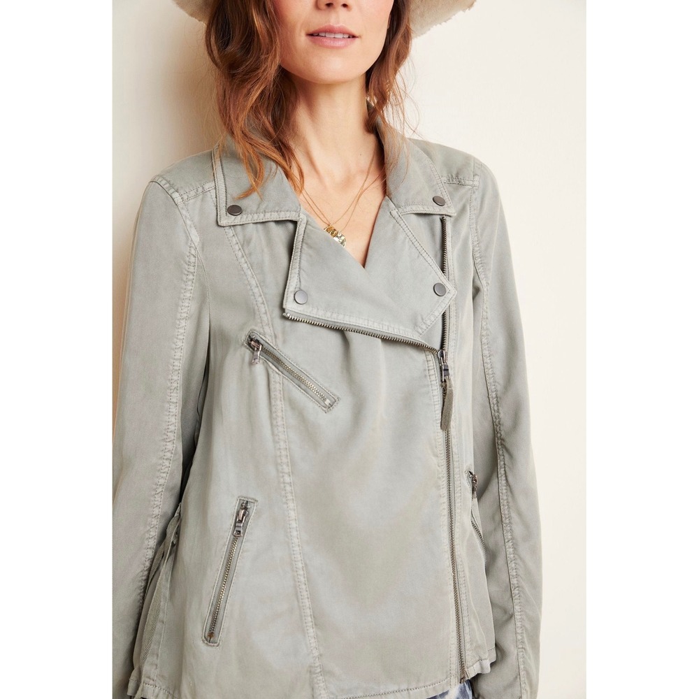 Anthropologie Marrakech Ronika Draped Moto Jacket Small Moss Green Utility